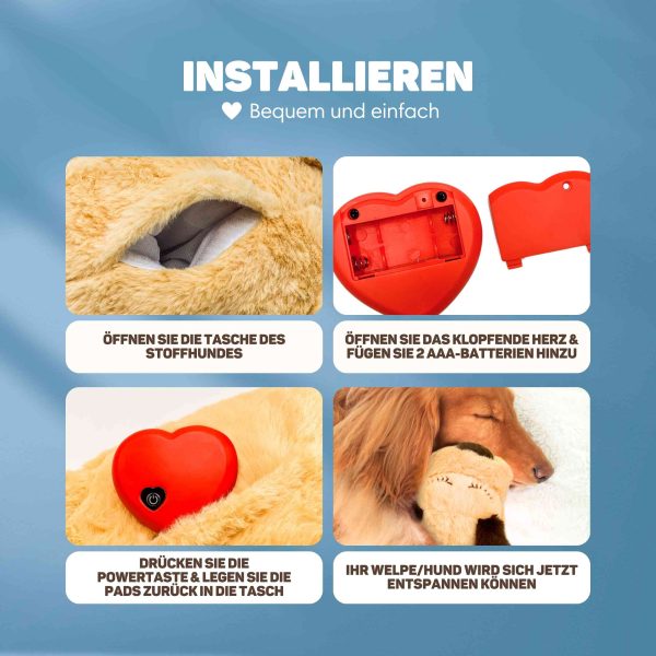 Heartbeat Stofftier Für Hunde & Katzen – Mit Beruhigendem Herzschlag, 30 Cm, Weicher Plüsch, Reduziert Trennungsangst