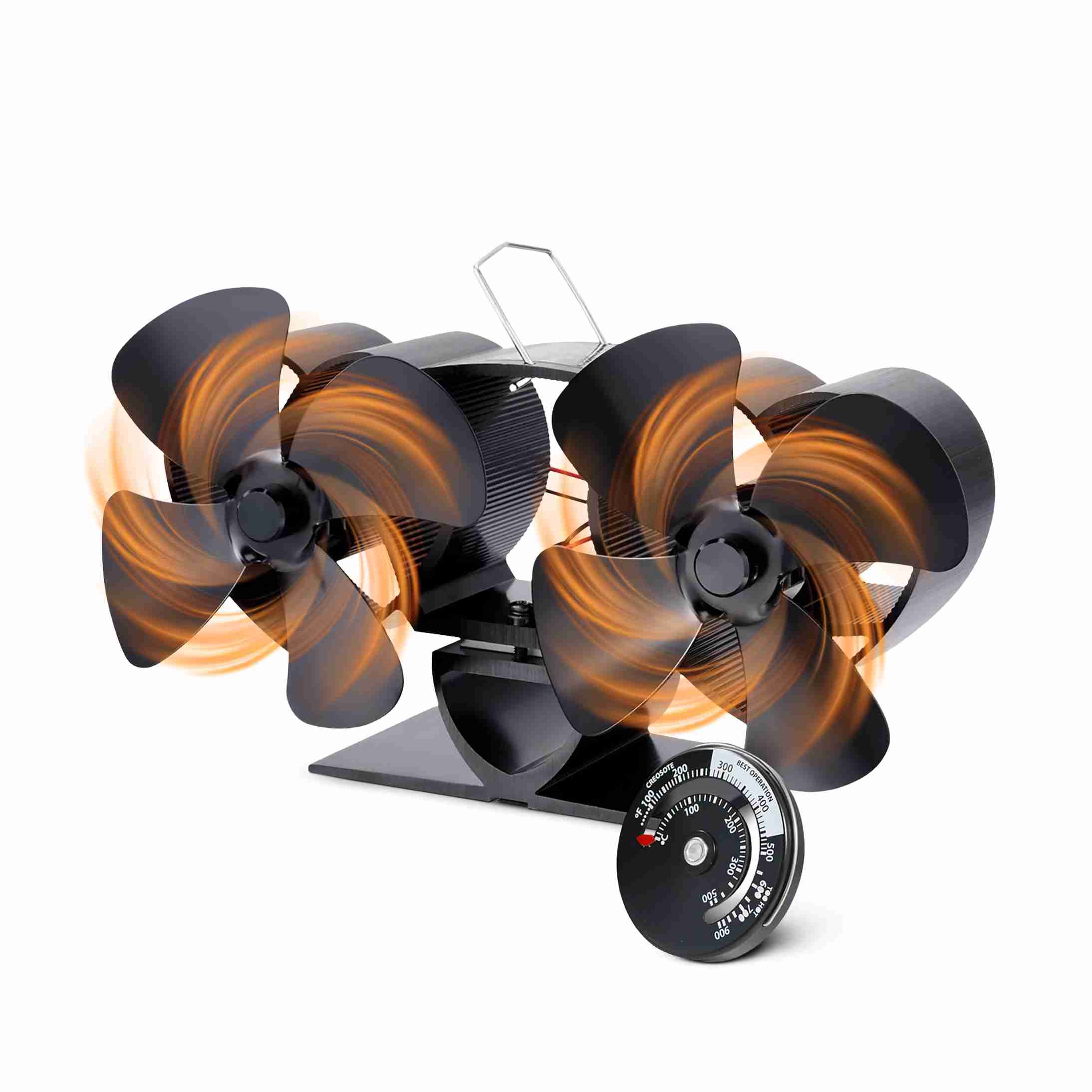 Produktbild von DZKKIUR Doppelkopf Kaminventilator,Selbstbetriebener Ofenventilator Ohne Strom, Wärmebetrieben, Leiser Betrieb, Zwei Motoren, Für