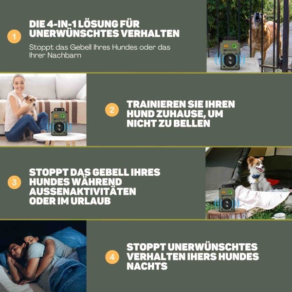 FLITI Anti-Bell Gerät Ultraschall - 3 Modi Für Kleine & Große Hunde Bis 33 Fuß